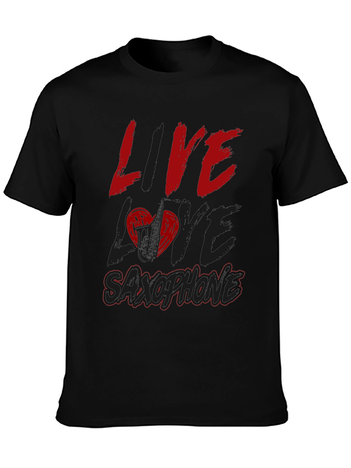 Live Love Saxophone Black Graphic Tee