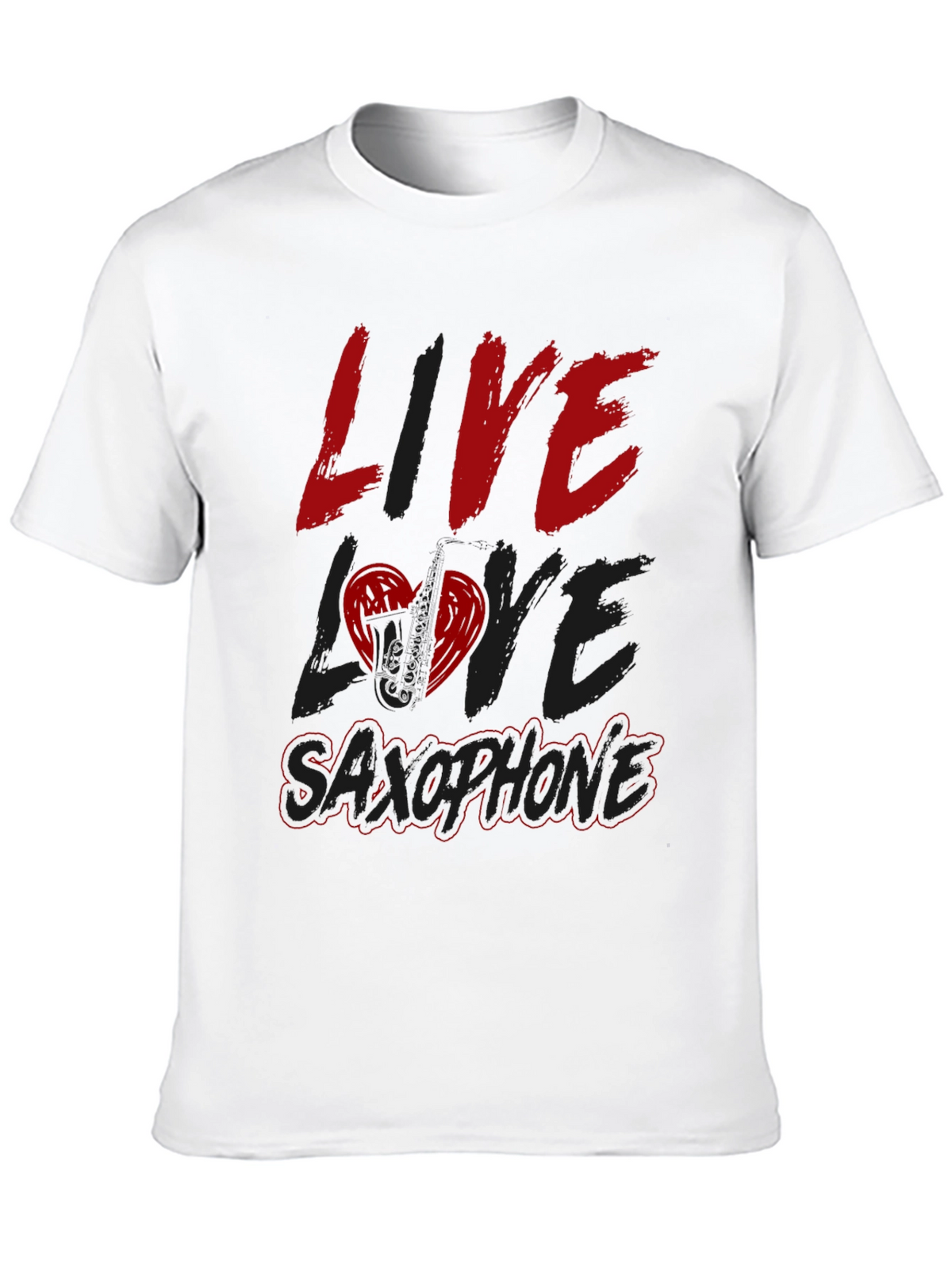 Live Love Saxophone Black Graphic Tee