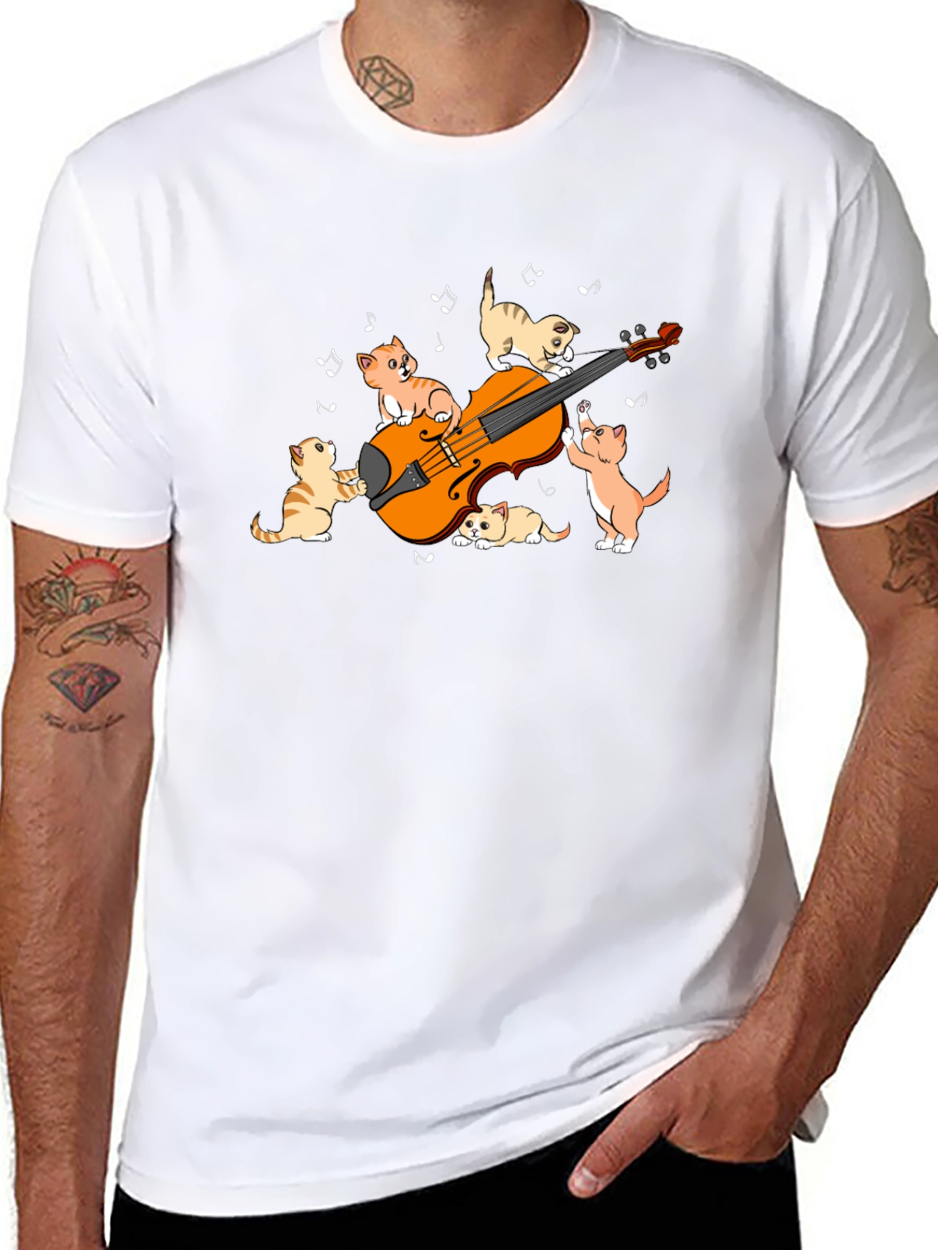 Cats Playing Violin Graphic T-Shirt