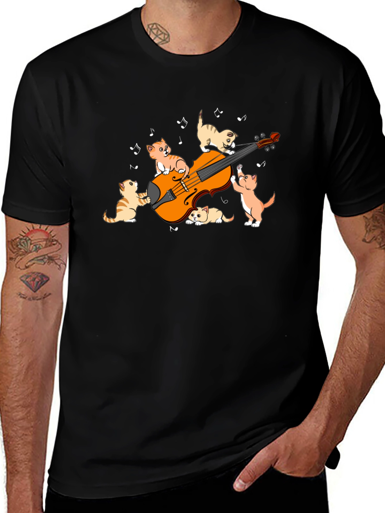 Cats Playing Violin Graphic T-Shirt