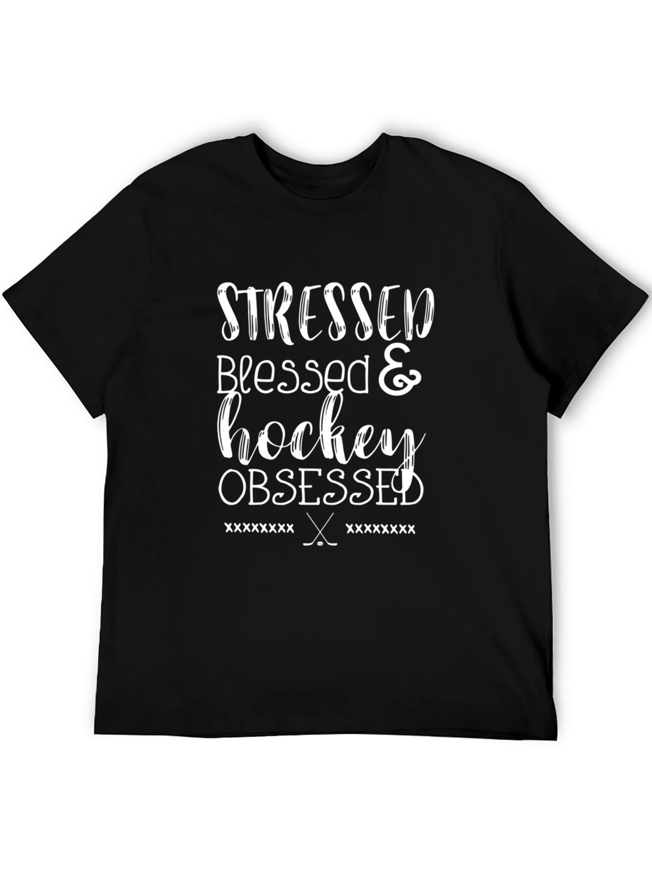 Stressed Blessed Hockey Obsessed Graphic Tee