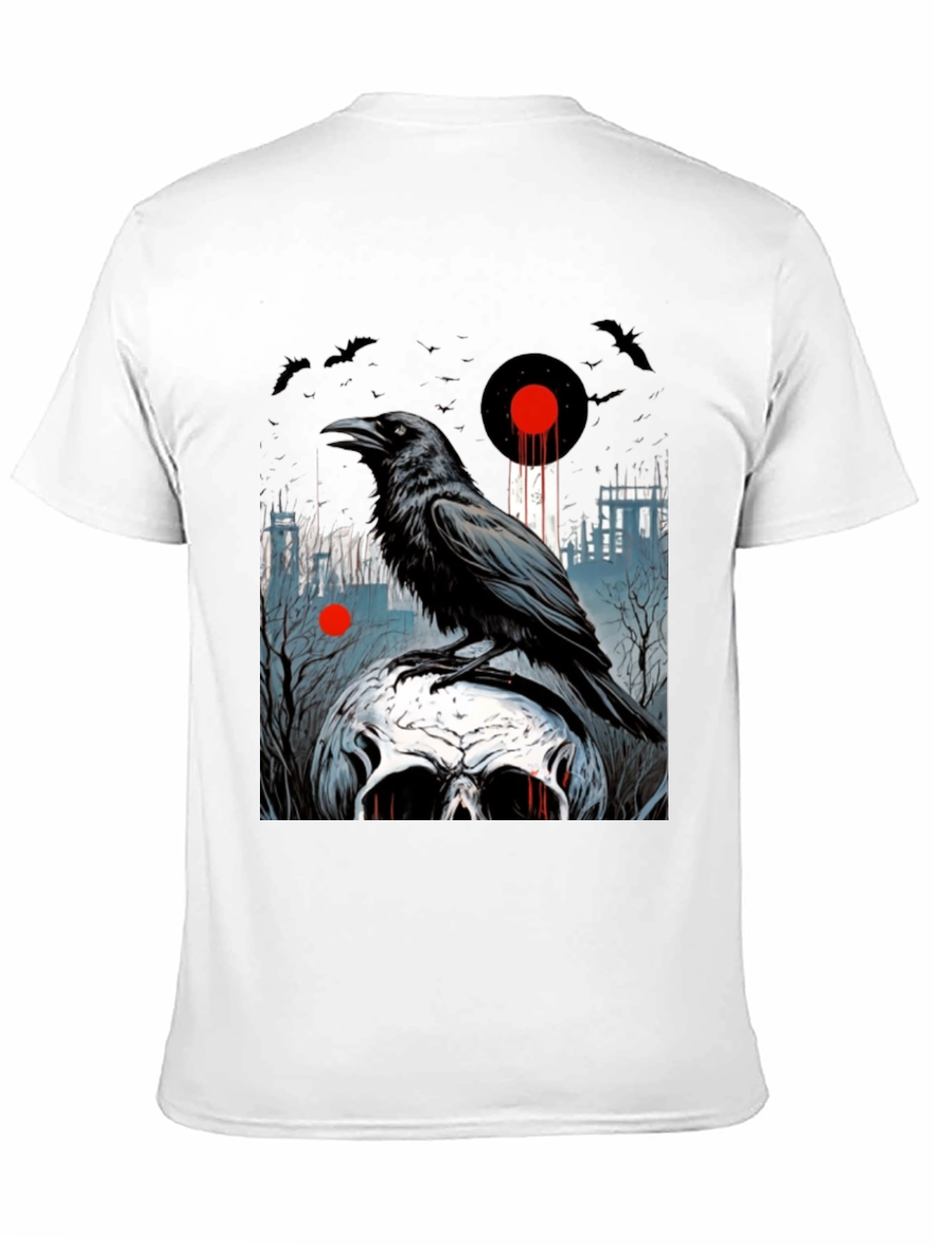 Raven Skull Graphic Tee - Dark Gothic Style