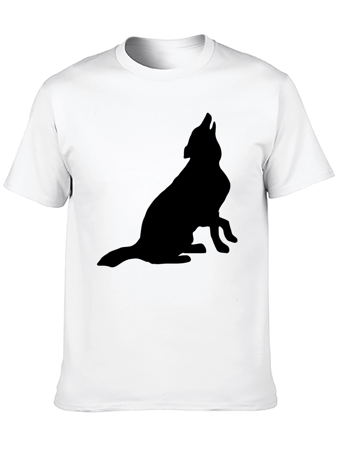 Black Wolf Howling Silhouette T-Shirt