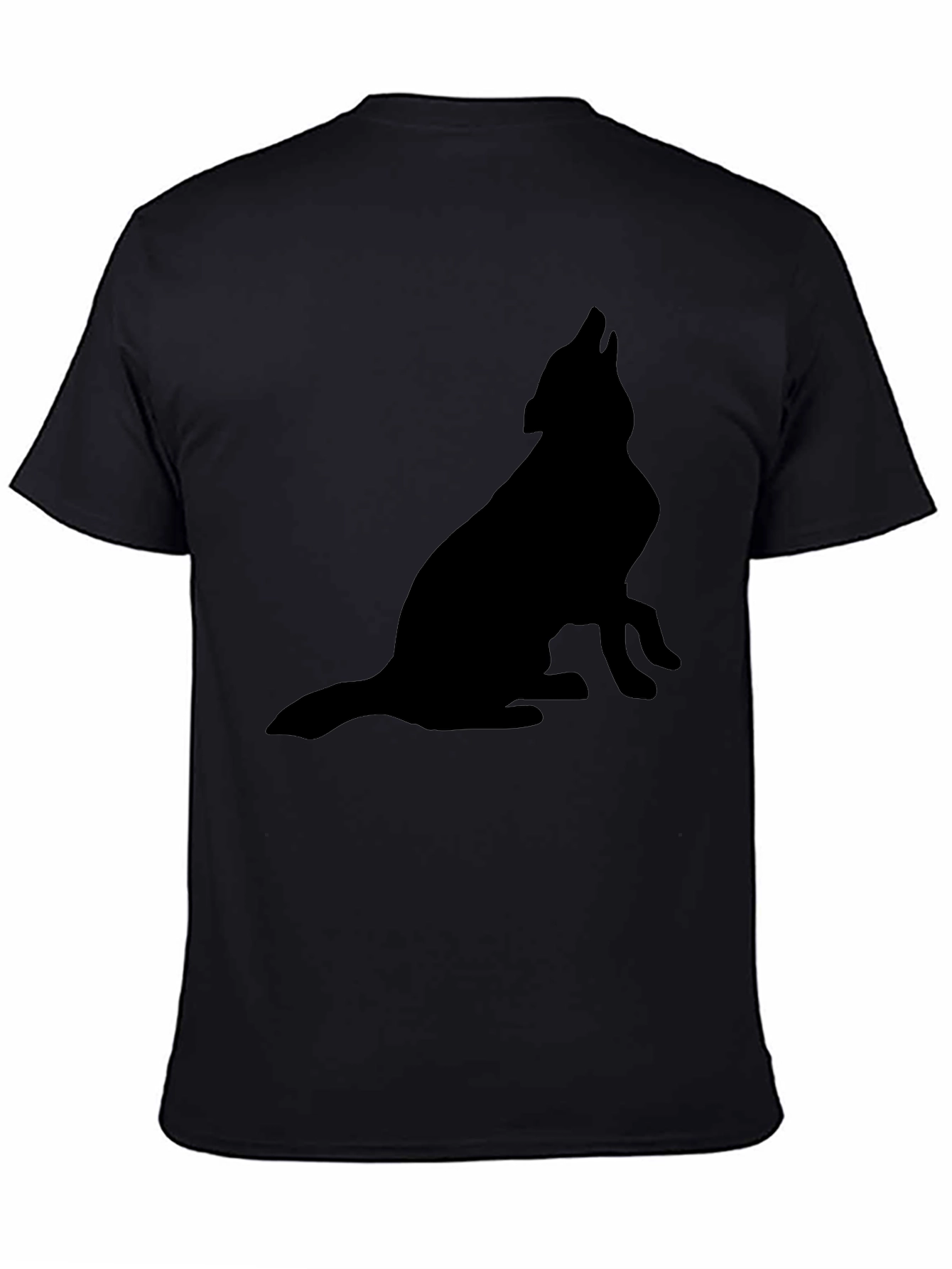 Black Wolf Howling Silhouette T-Shirt