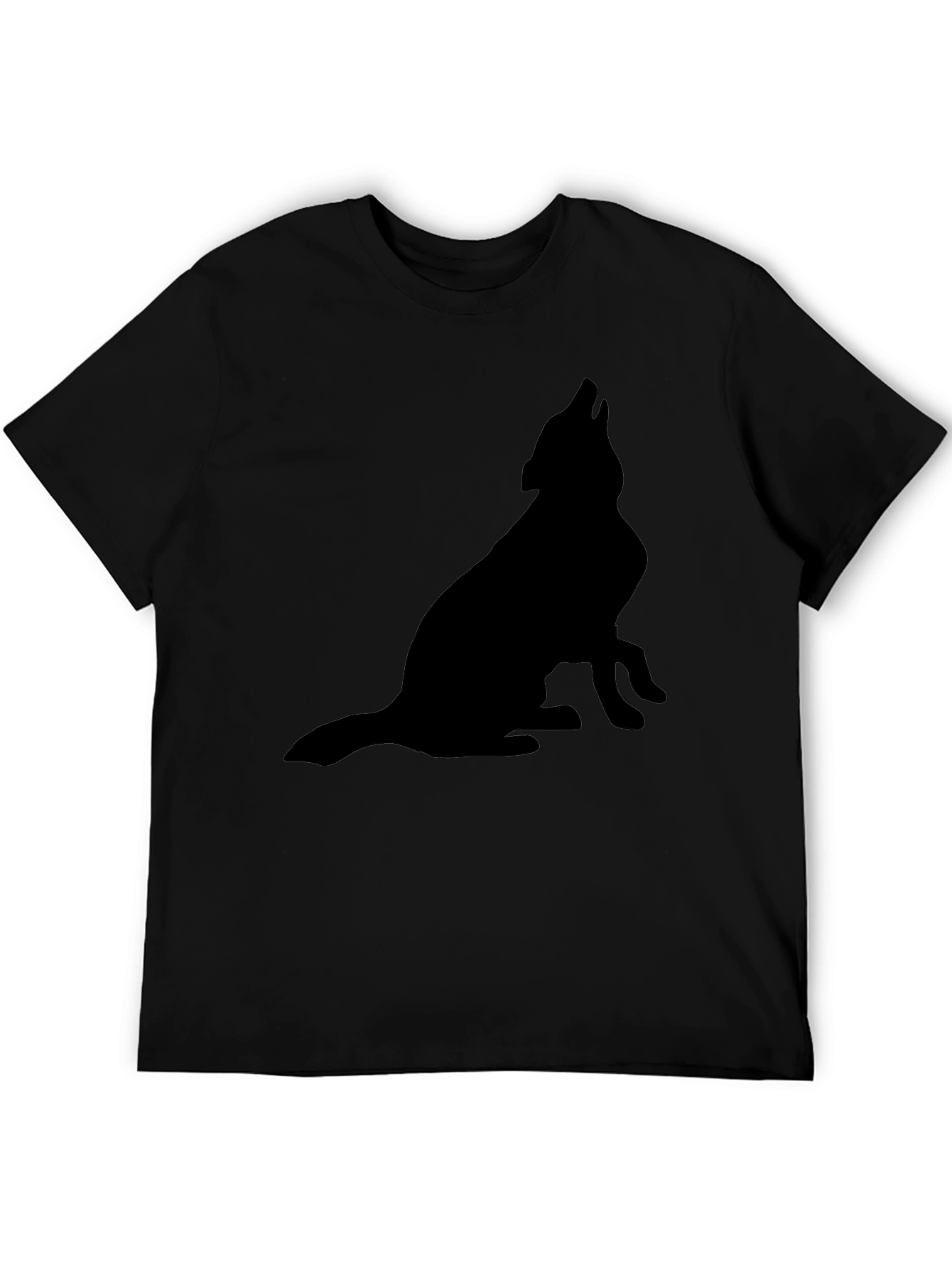 Black Wolf Howling Silhouette T-Shirt