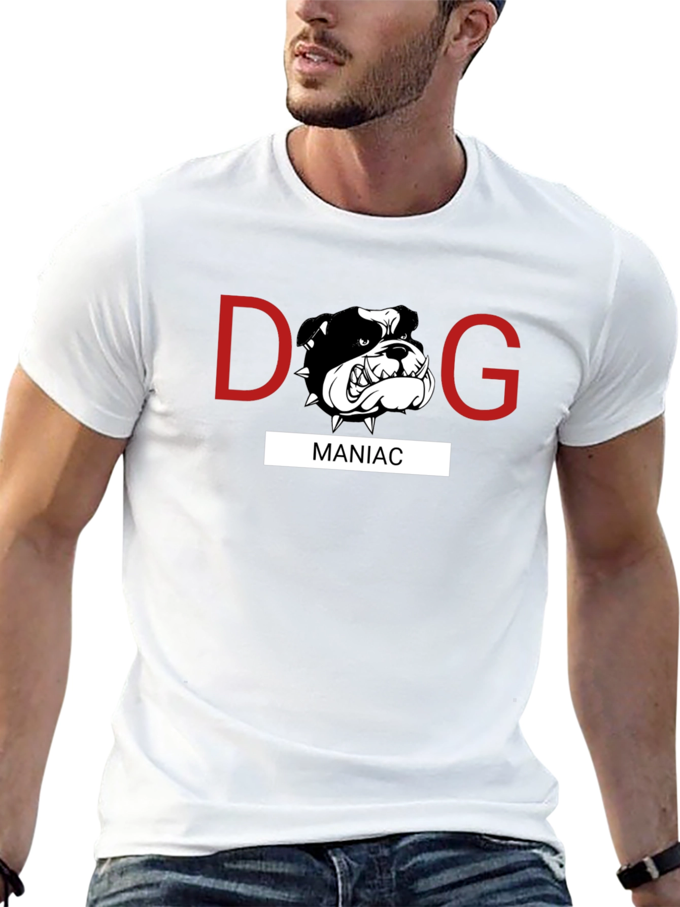 Dog Maniac Graphic Print Tee - Black