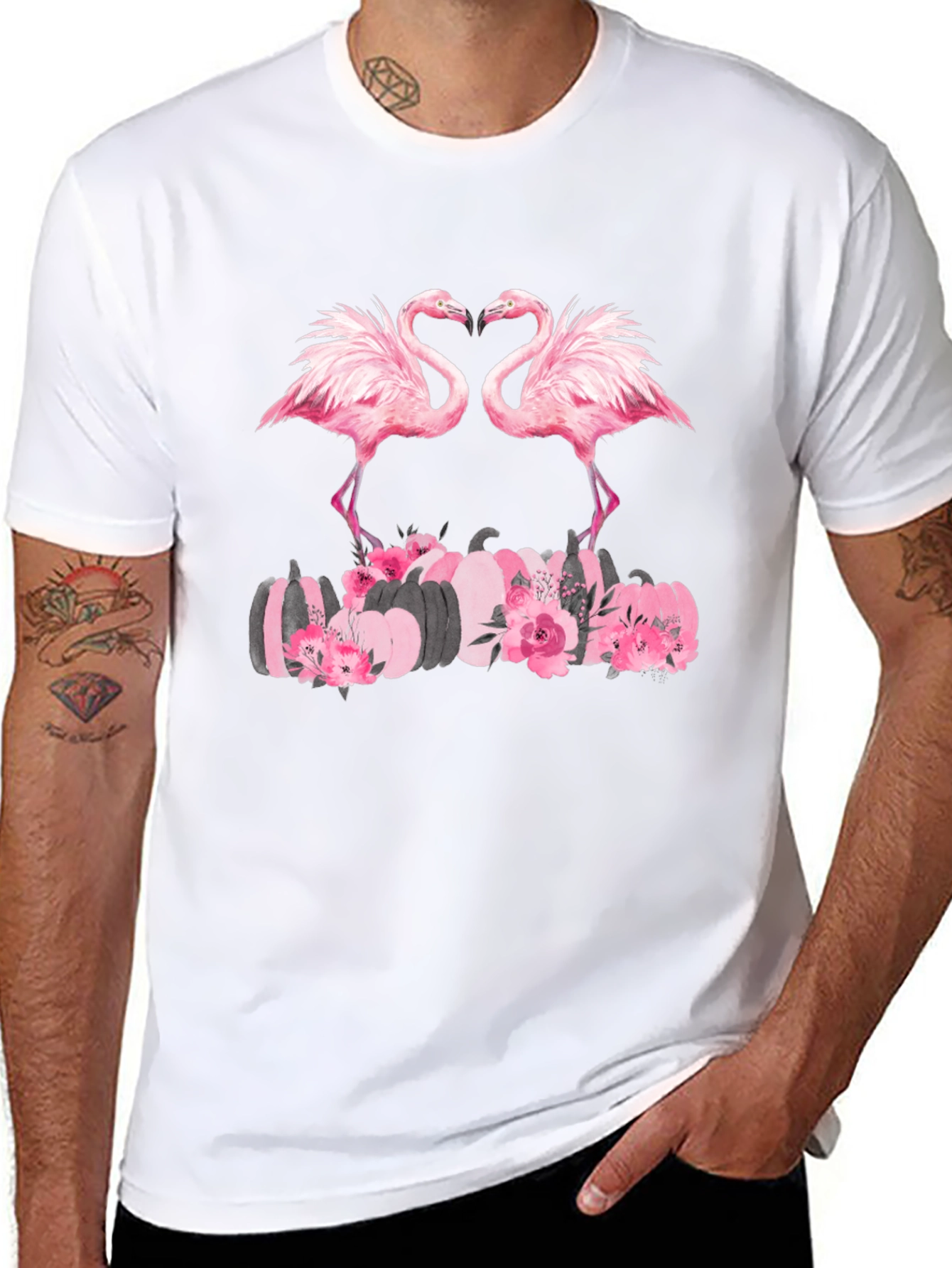 Flamingo & Pumpkin Graphic T-Shirt