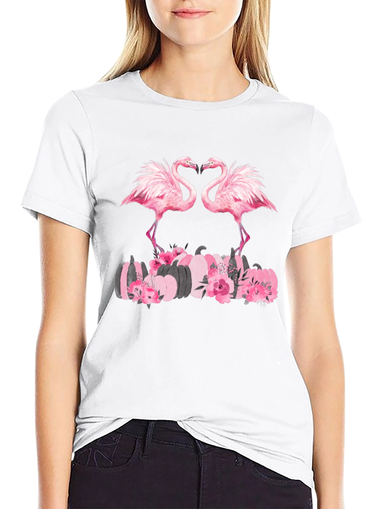 Flamingo & Pumpkin Graphic T-Shirt