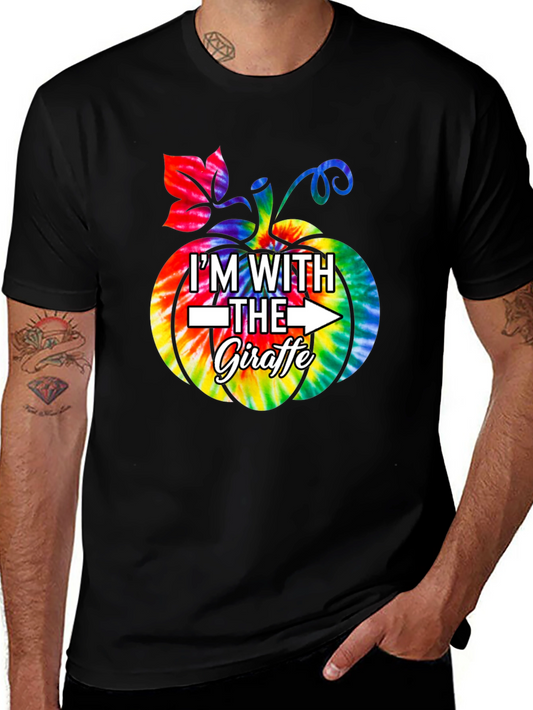 Im With The Giraffe Pumpkin Tie Dye Halloween T-Shirt