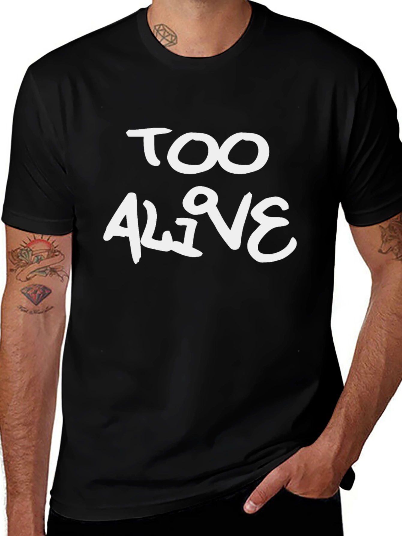 Too Alive Graphic Tee - Trendy Black Cotton T-Shirt