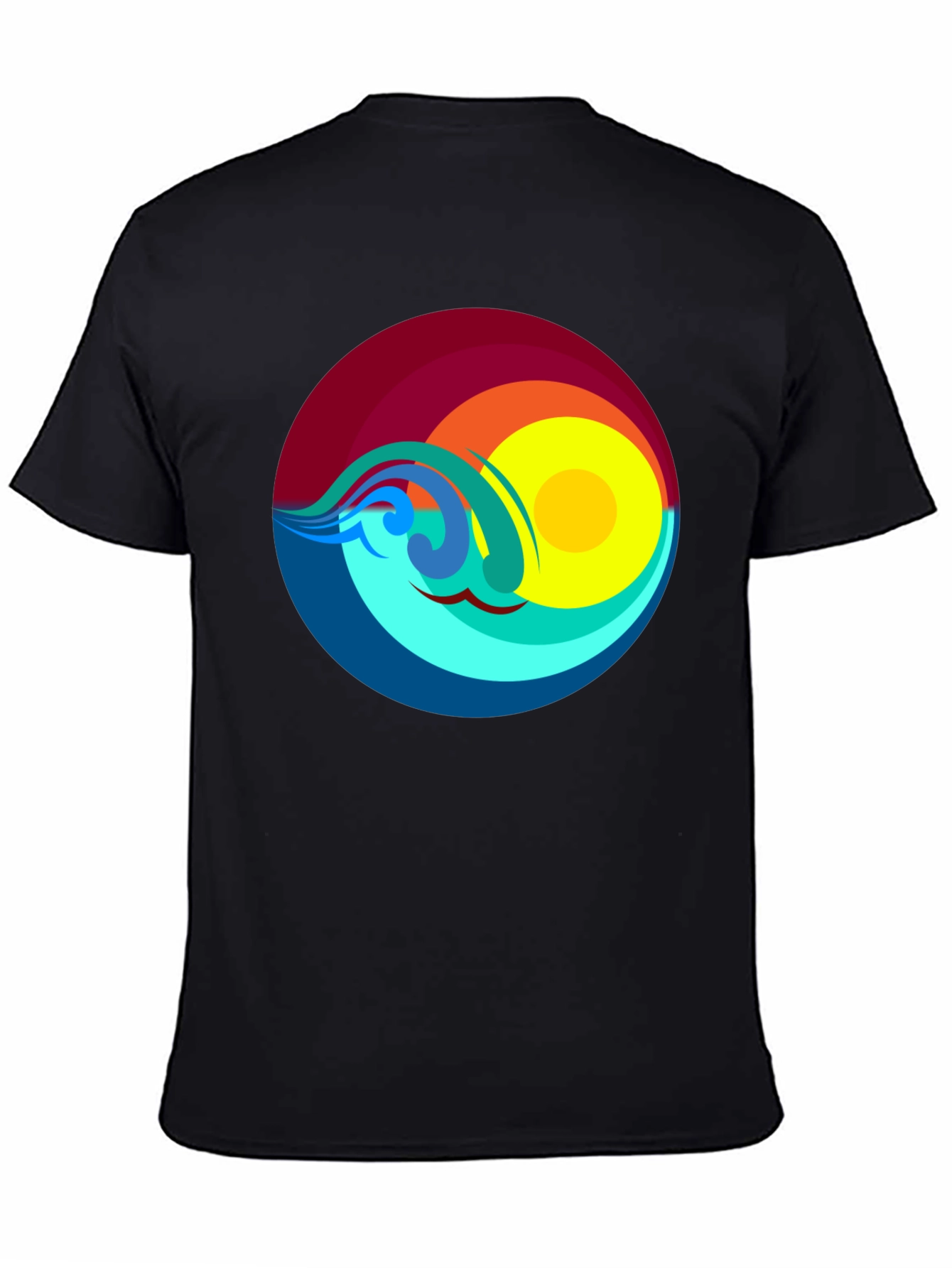 Sunset Waves Graphic T-Shirt - Black