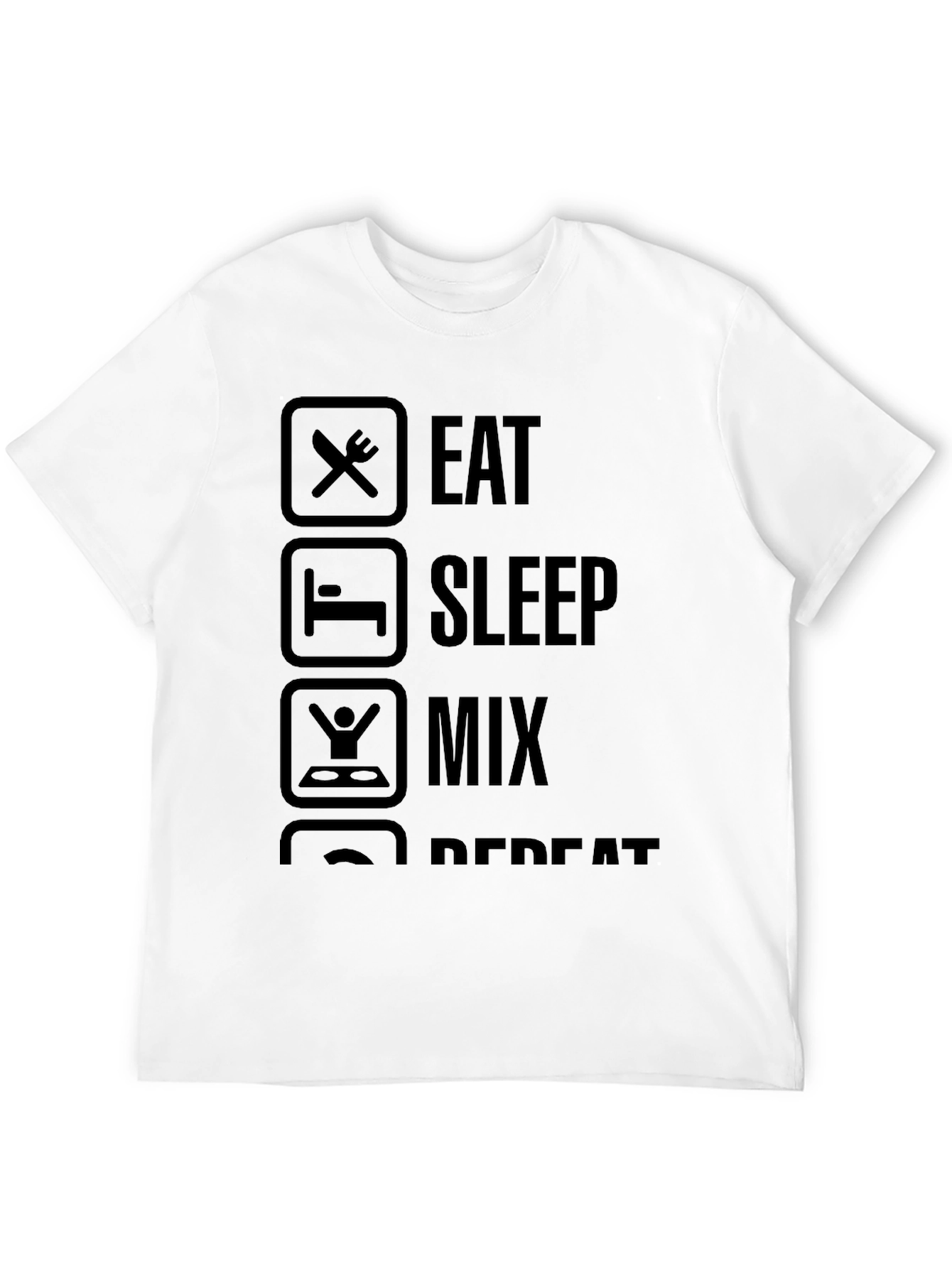 Eat Sleep Mix Repeat Black Graphic T-Shirt