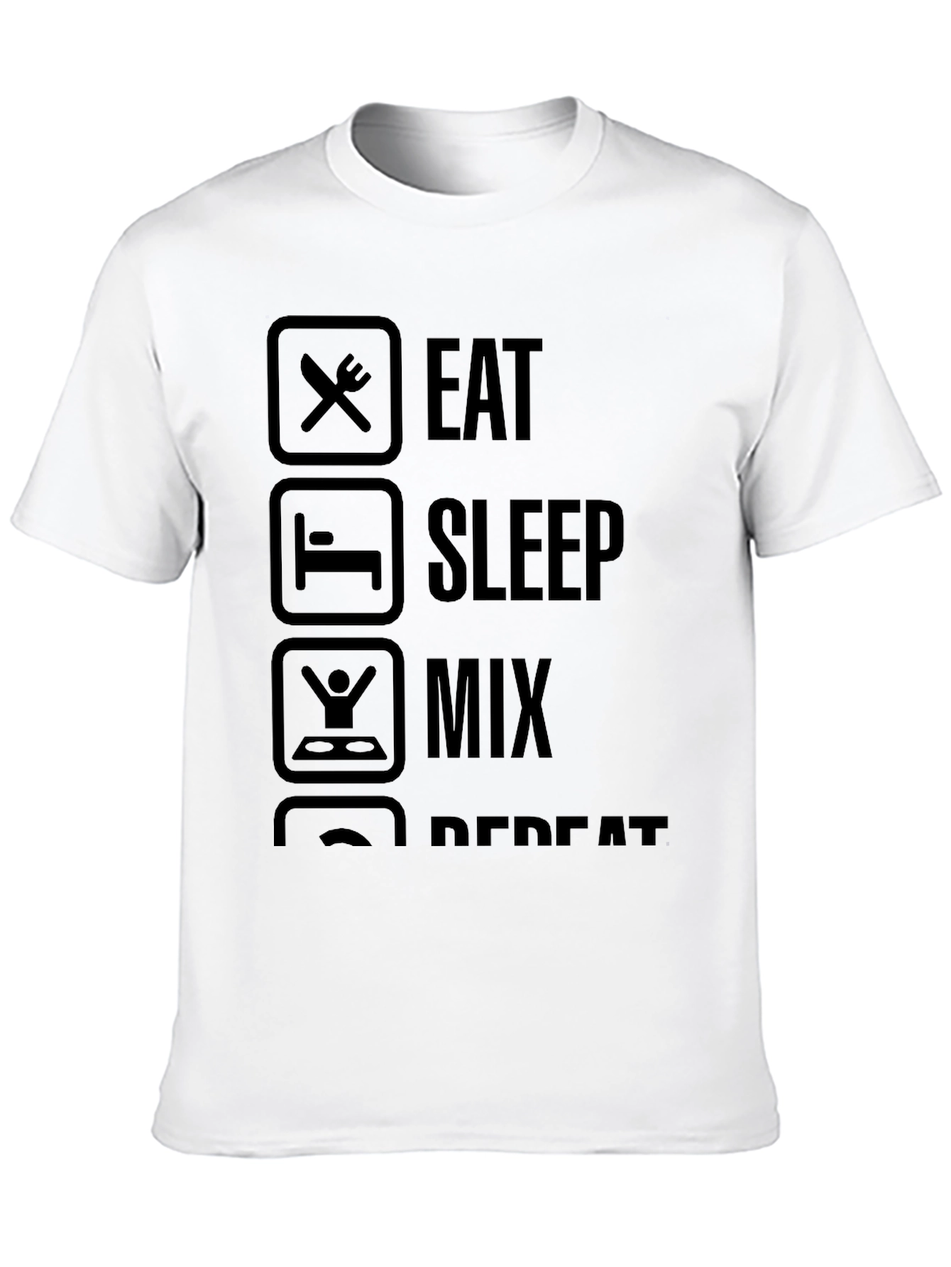 Eat Sleep Mix Repeat Black Graphic T-Shirt