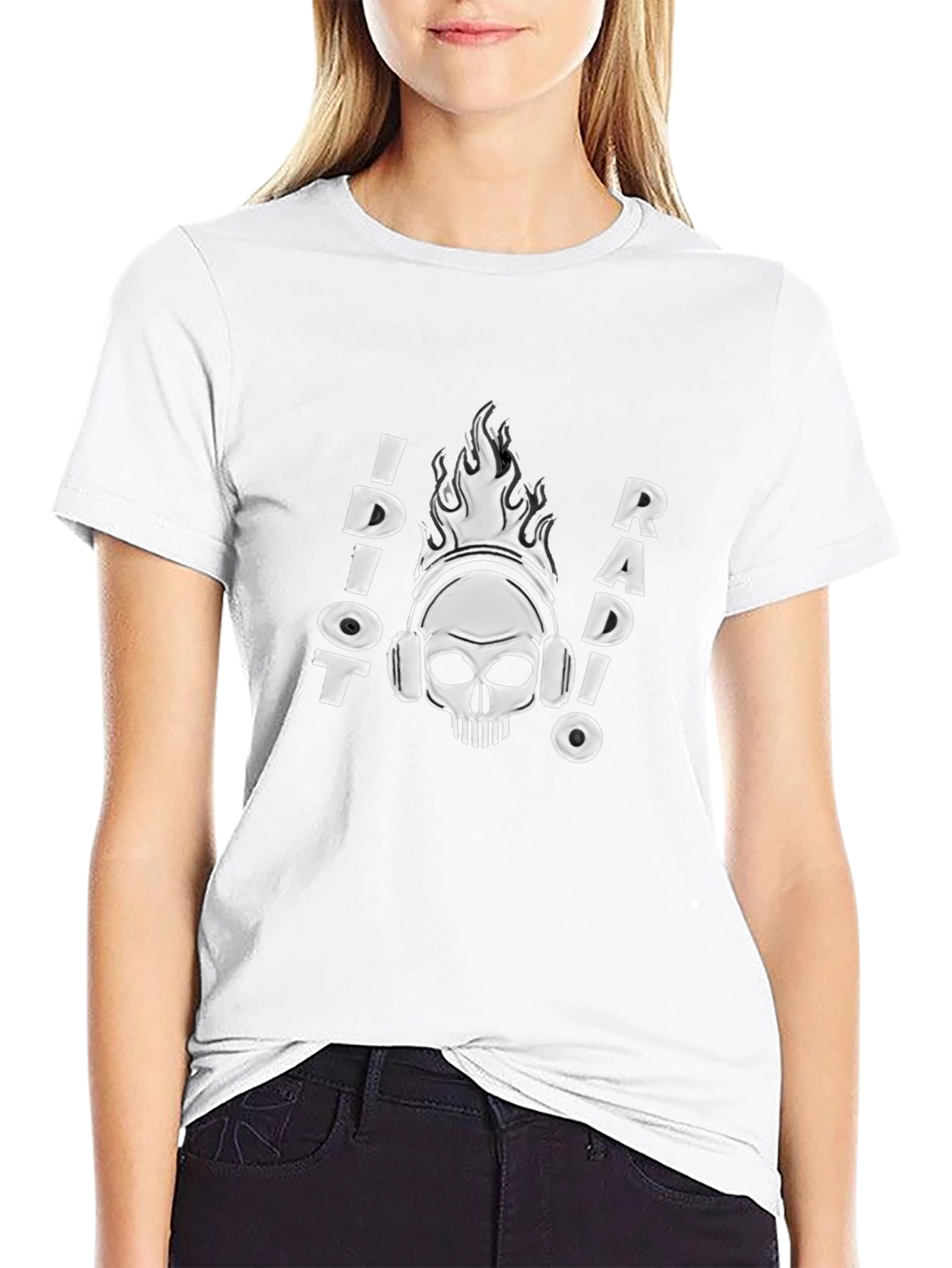 Idiot Radio Graphic Tee - Black Cotton T-Shirt