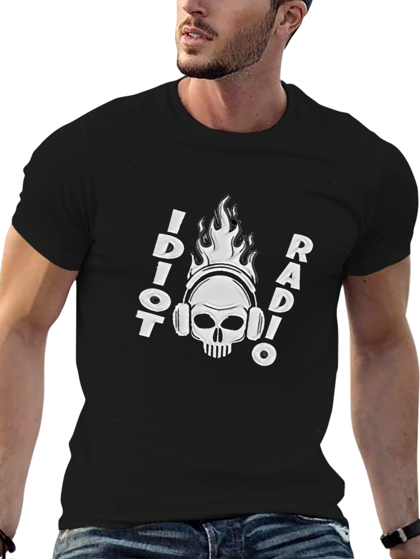Idiot Radio Graphic Tee - Black Cotton T-Shirt