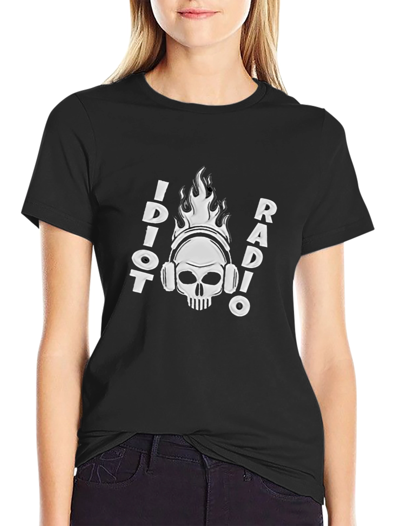 Idiot Radio Graphic Tee - Black Cotton T-Shirt
