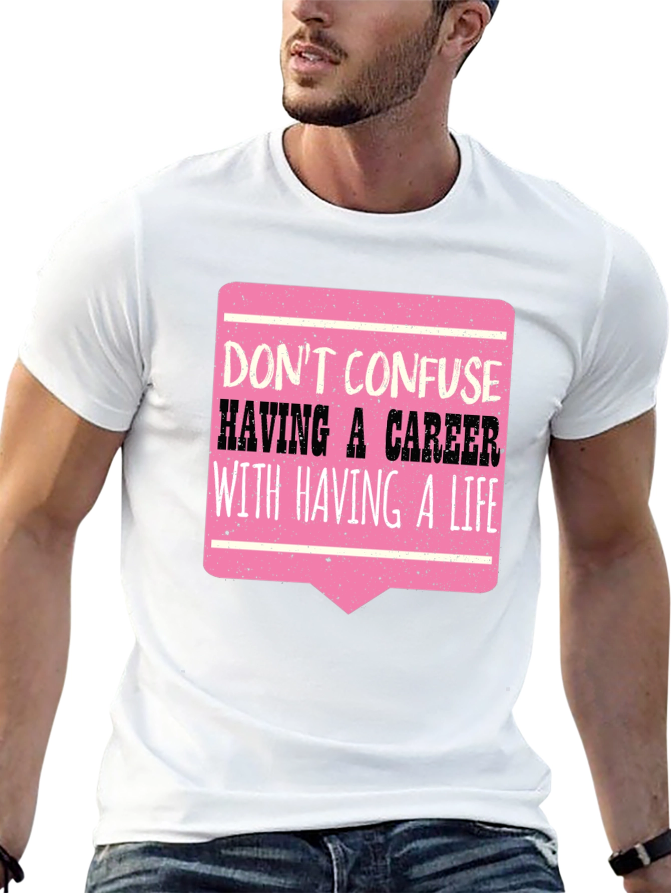 Career vs Life Graphic Tee - Black Casual T-Shirt