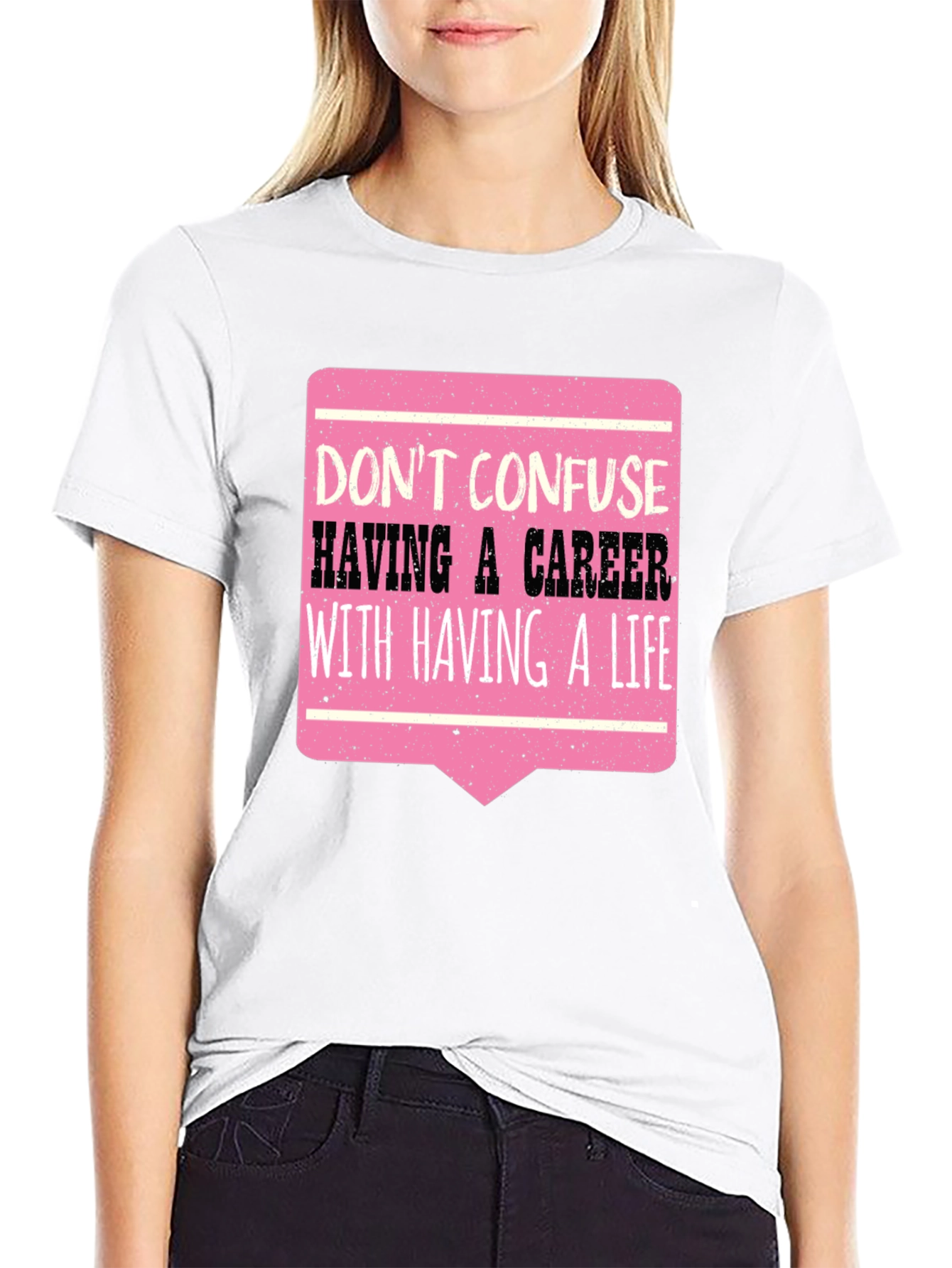 Career vs Life Graphic Tee - Black Casual T-Shirt