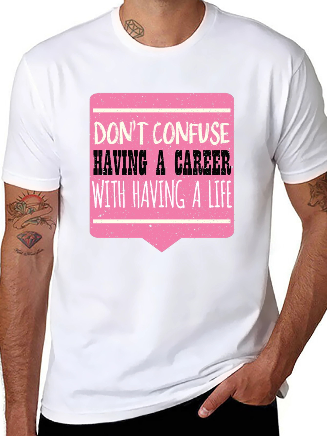 Career vs Life Graphic Tee - Black Casual T-Shirt
