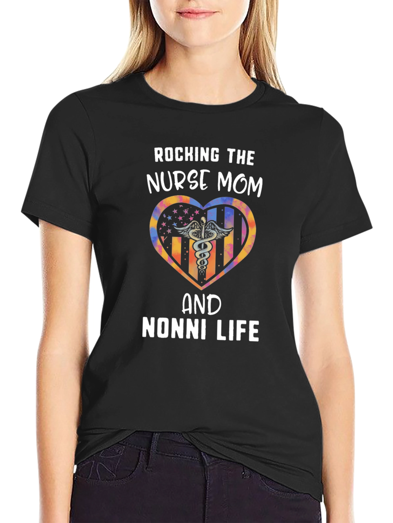 Rocking Nurse Mom & Nonni Life Graphic Tee