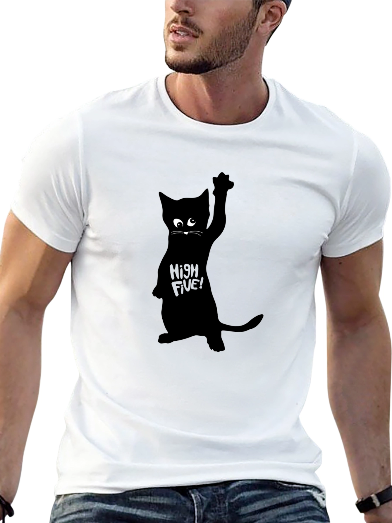 Black Cat High Five Graphic Tee - Mens