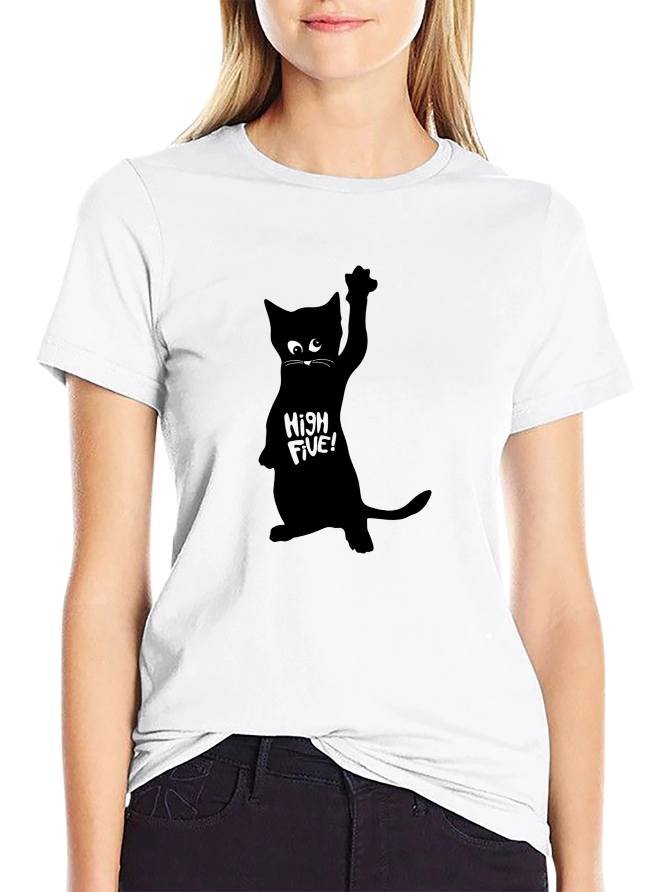 Black Cat High Five Graphic Tee - Mens