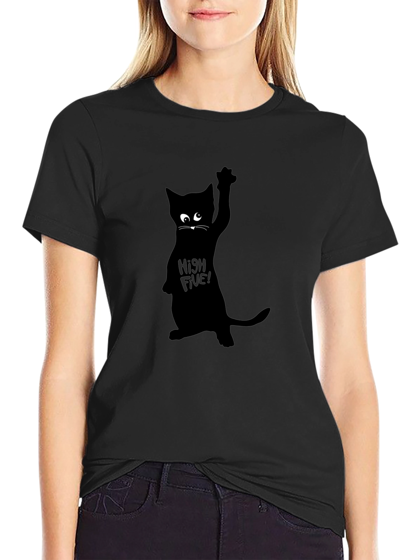Black Cat High Five Graphic Tee - Mens