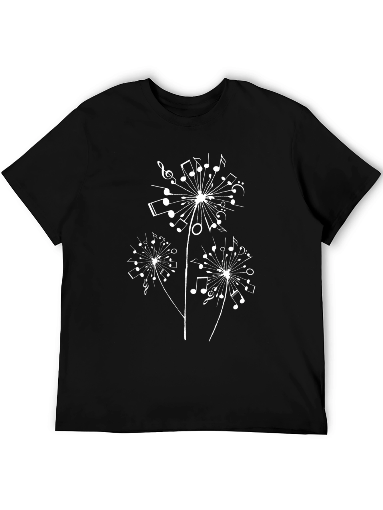 Musical Dandelion Black T-Shirt - Unique Graphic Tee