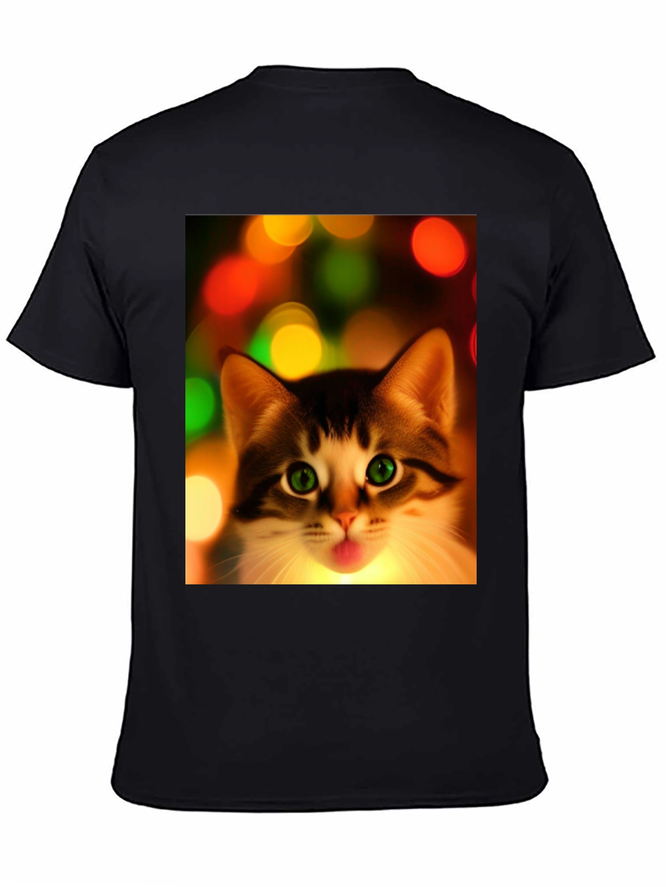 Cute Cat Christmas Lights Graphic T-Shirt