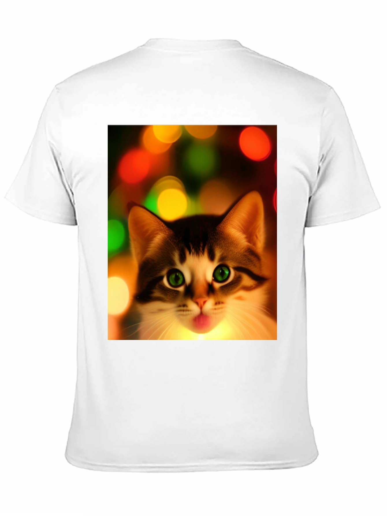 Cute Cat Christmas Lights Graphic T-Shirt
