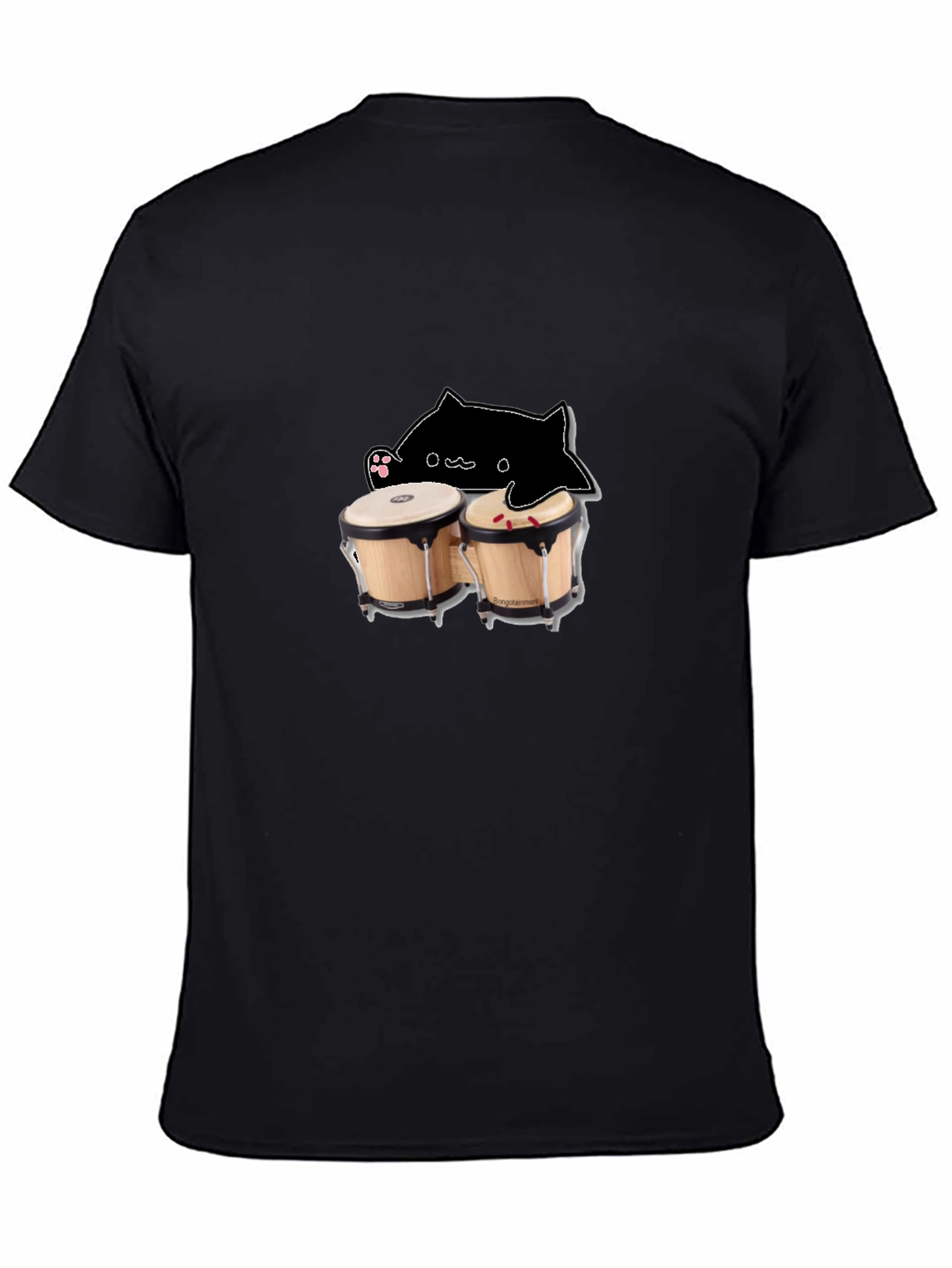 Bongo Cat Black T-Shirt - Musician Humor