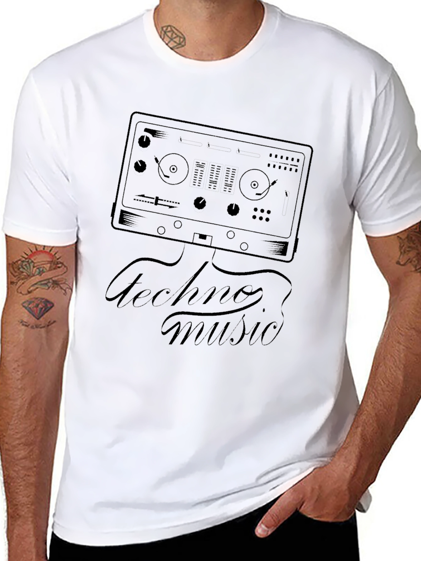 Techno Music Graphic Black T-Shirt