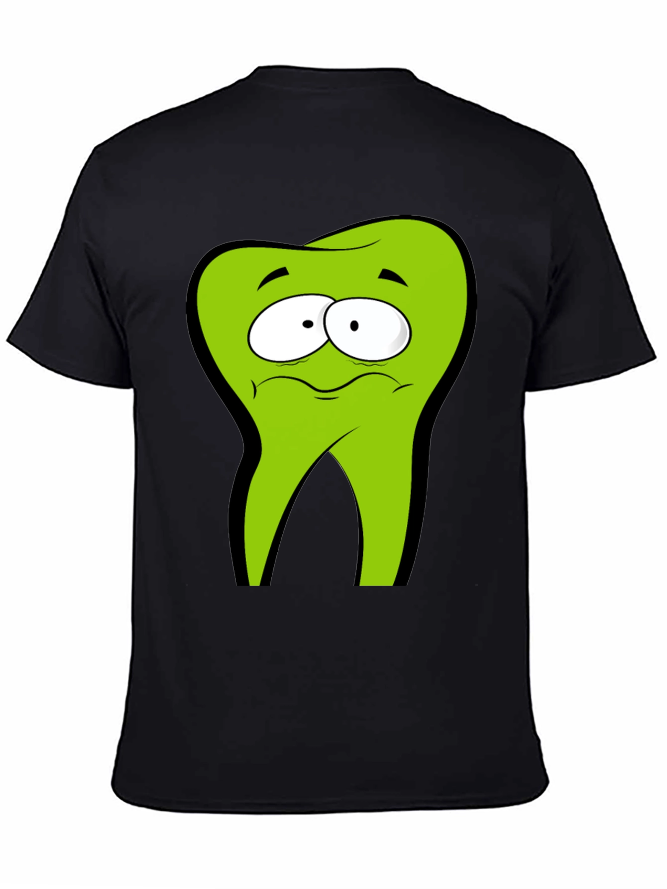 Funny Cartoon Tooth Black T-Shirt