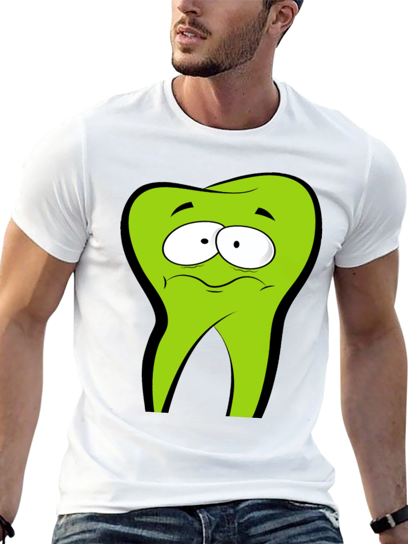 Funny Cartoon Tooth Black T-Shirt