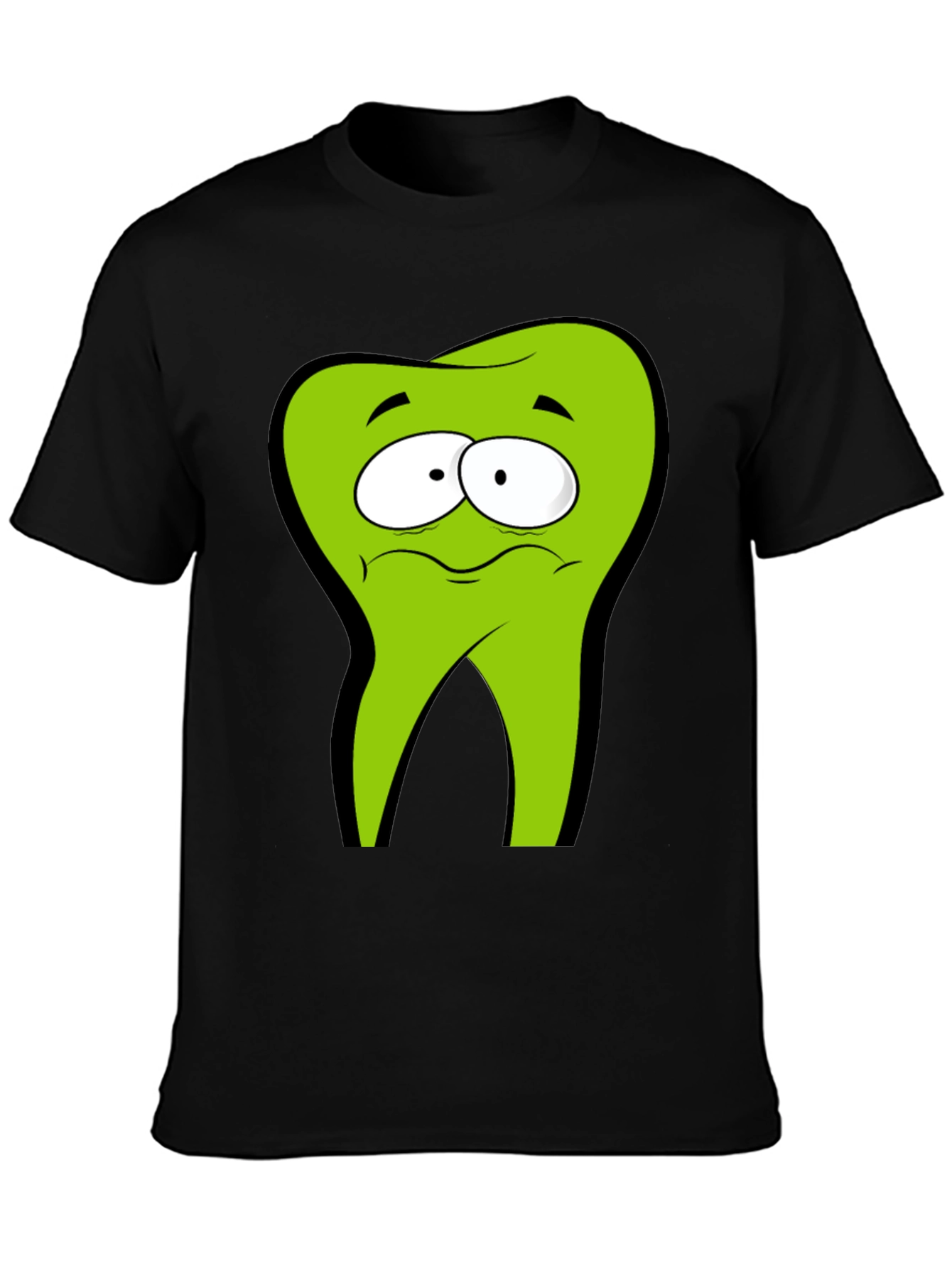 Funny Cartoon Tooth Black T-Shirt