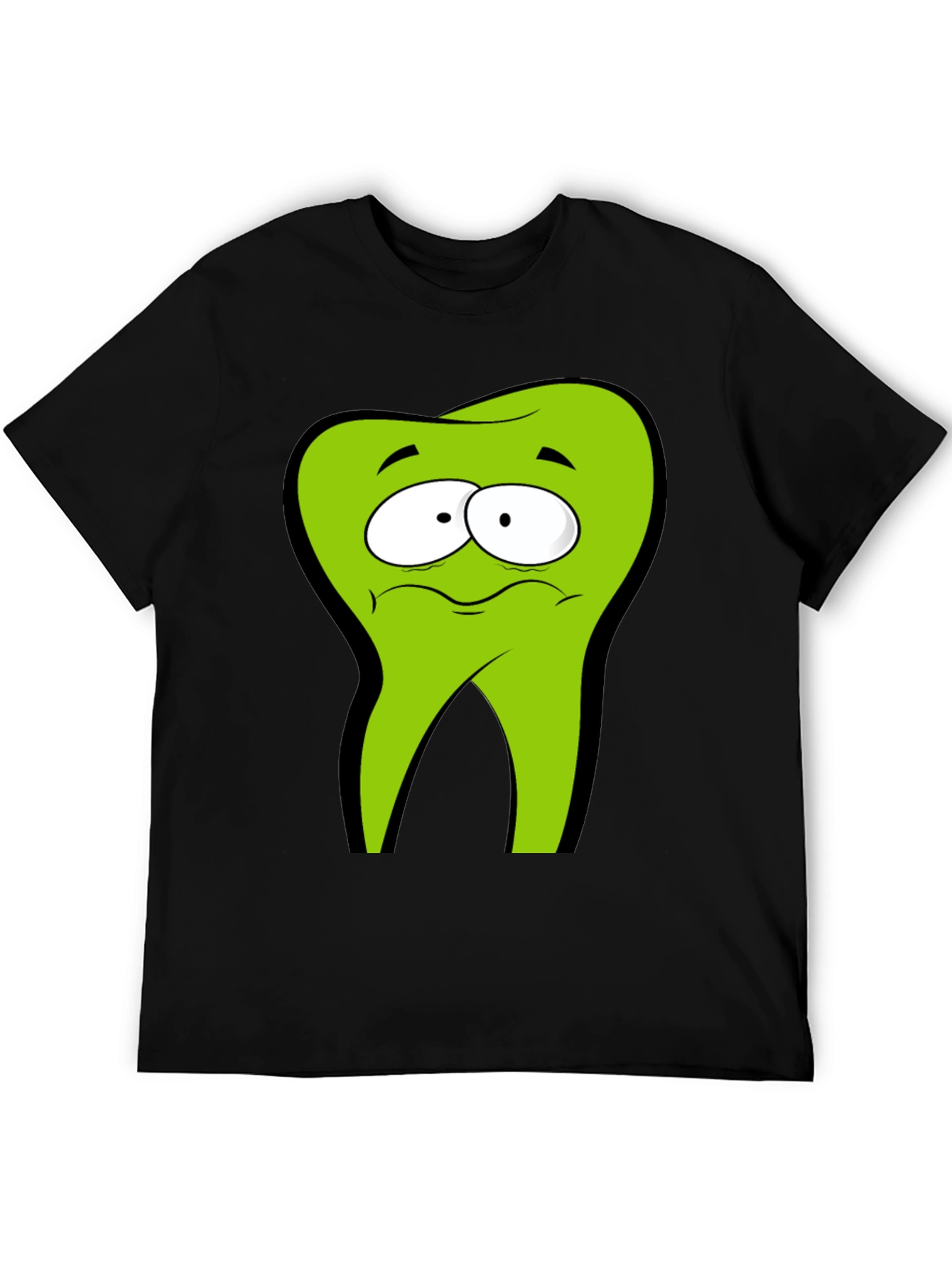 Funny Cartoon Tooth Black T-Shirt