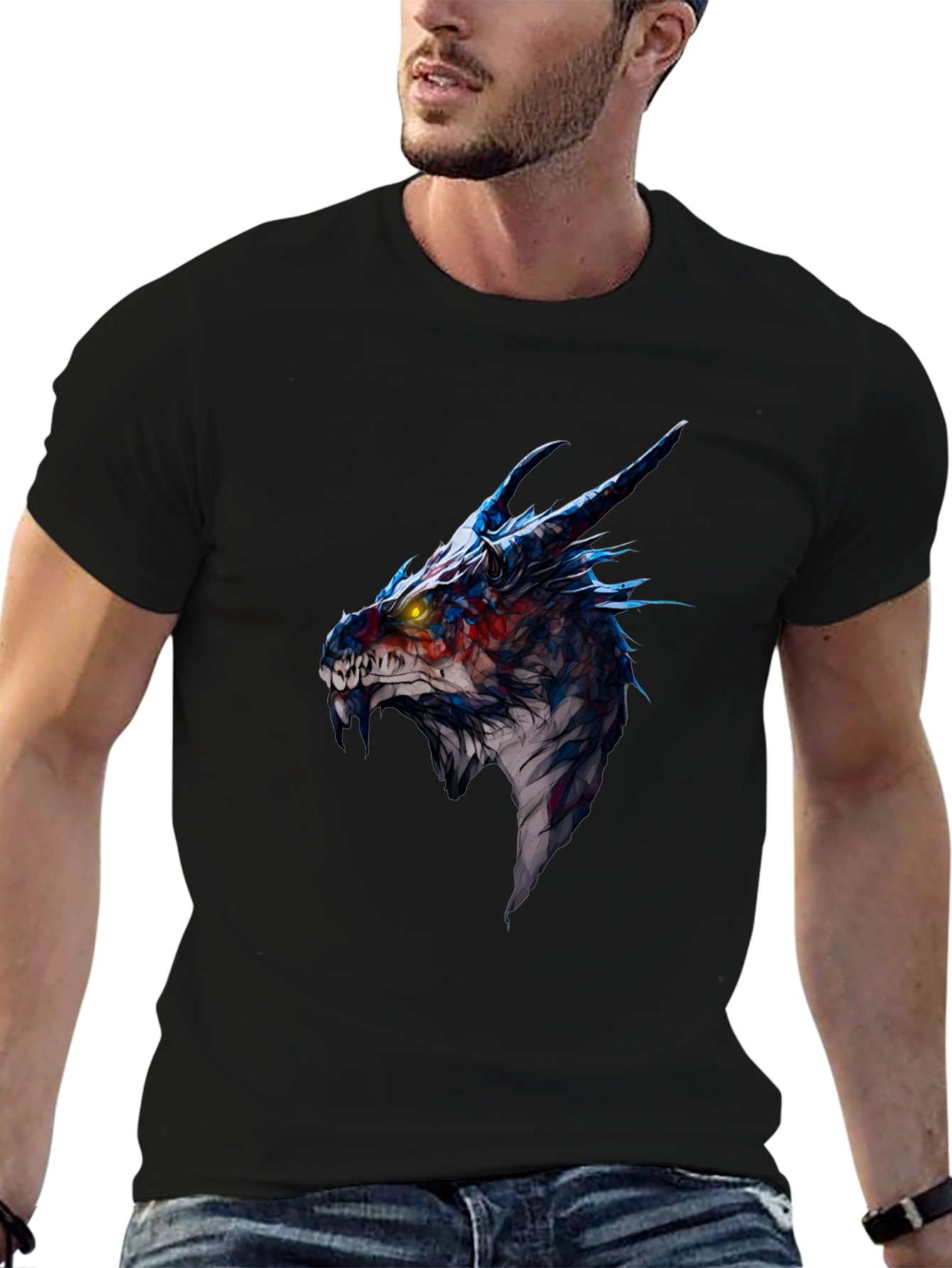 Dragon Head Graphic Black T-Shirt