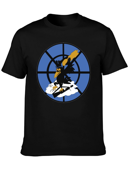 Cartoon Crow Graphic Tee - Black T-Shirt
