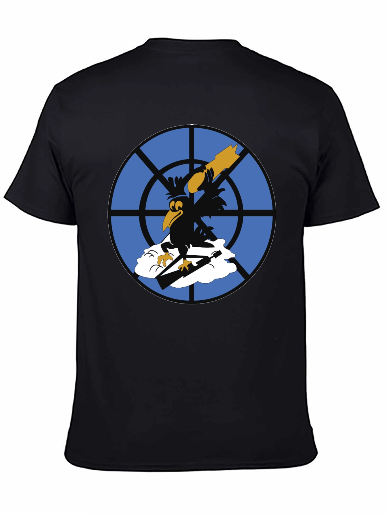 Cartoon Crow Graphic Tee - Black T-Shirt
