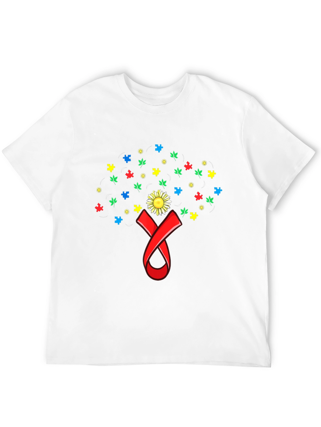 Autism Awareness Puzzle & Ribbon Graphic Tee