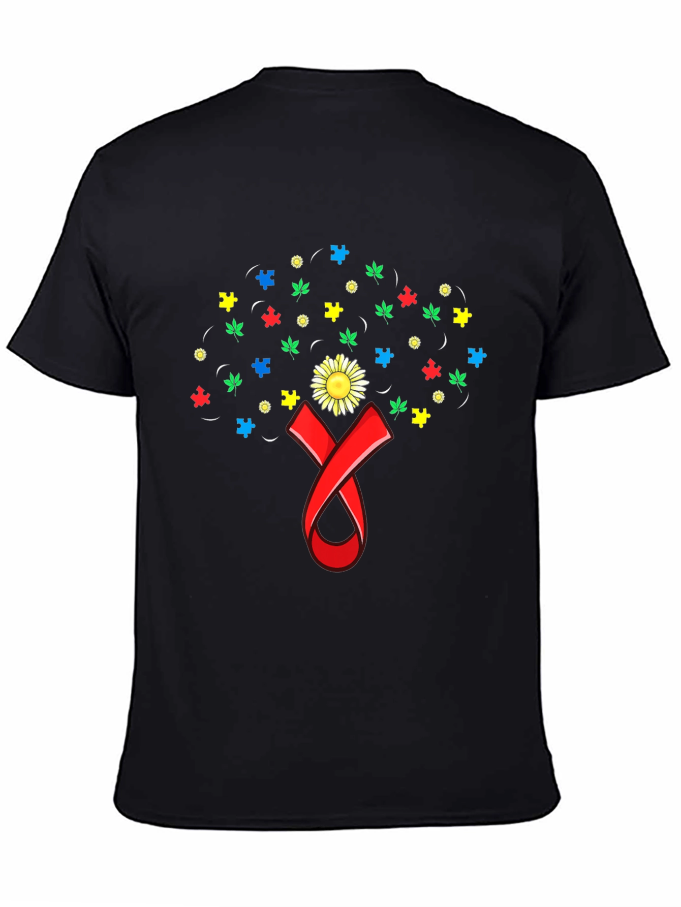 Autism Awareness Puzzle & Ribbon Graphic Tee