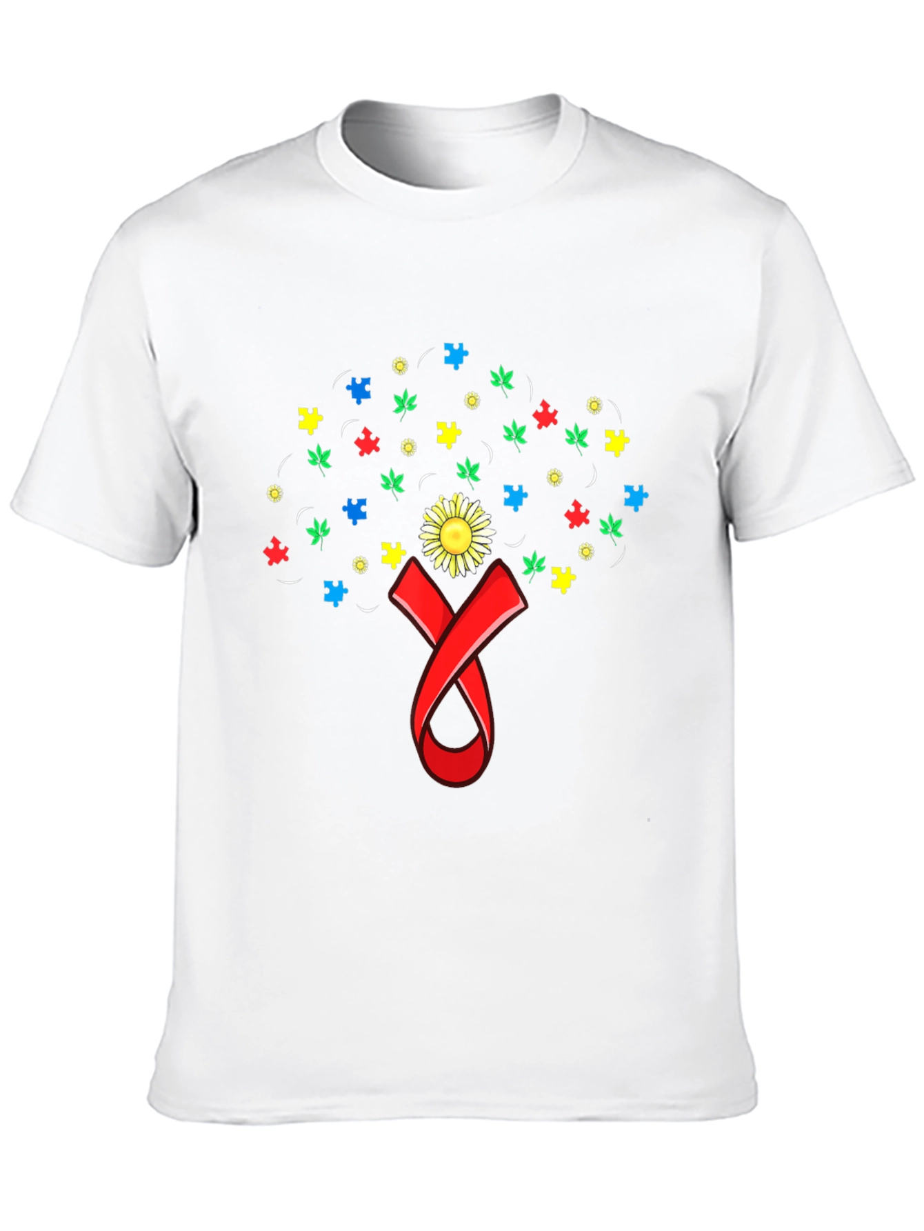 Autism Awareness Puzzle & Ribbon Graphic Tee