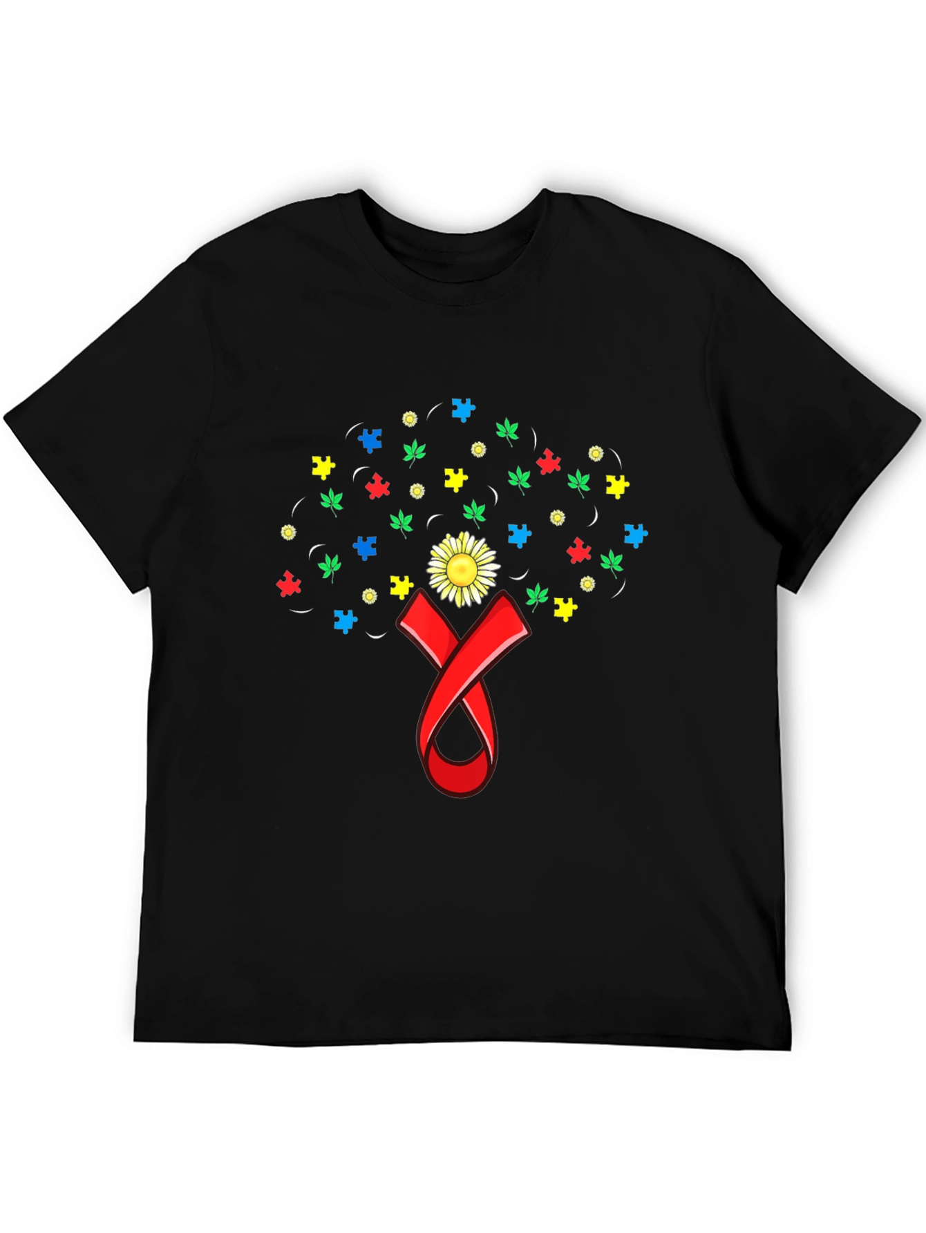 Autism Awareness Puzzle & Ribbon Graphic Tee
