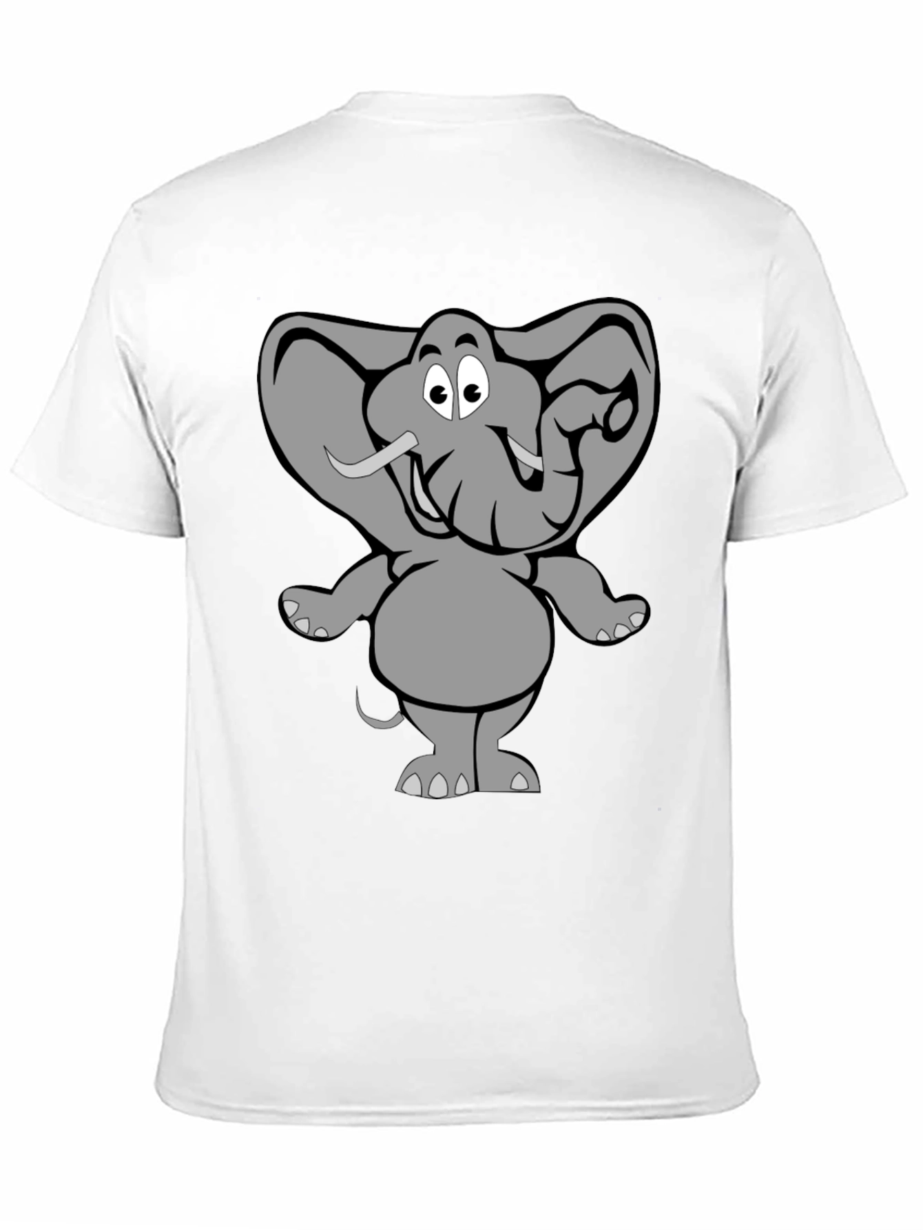 Elephant Cartoon Graphic Black T-Shirt