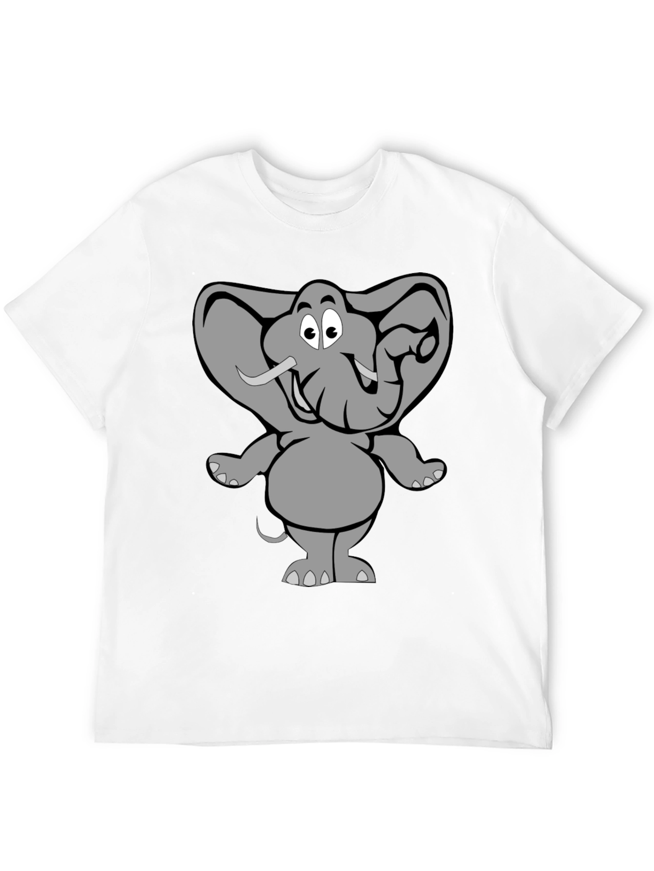 Elephant Cartoon Graphic Black T-Shirt