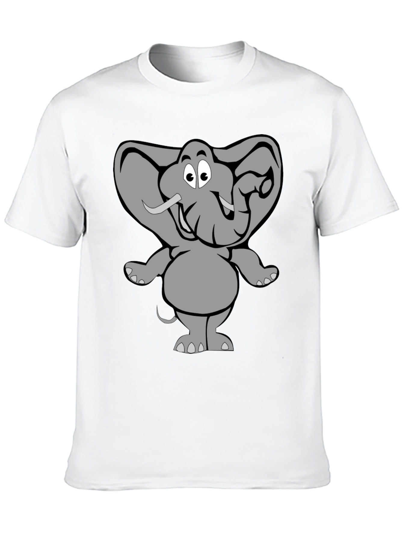 Elephant Cartoon Graphic Black T-Shirt