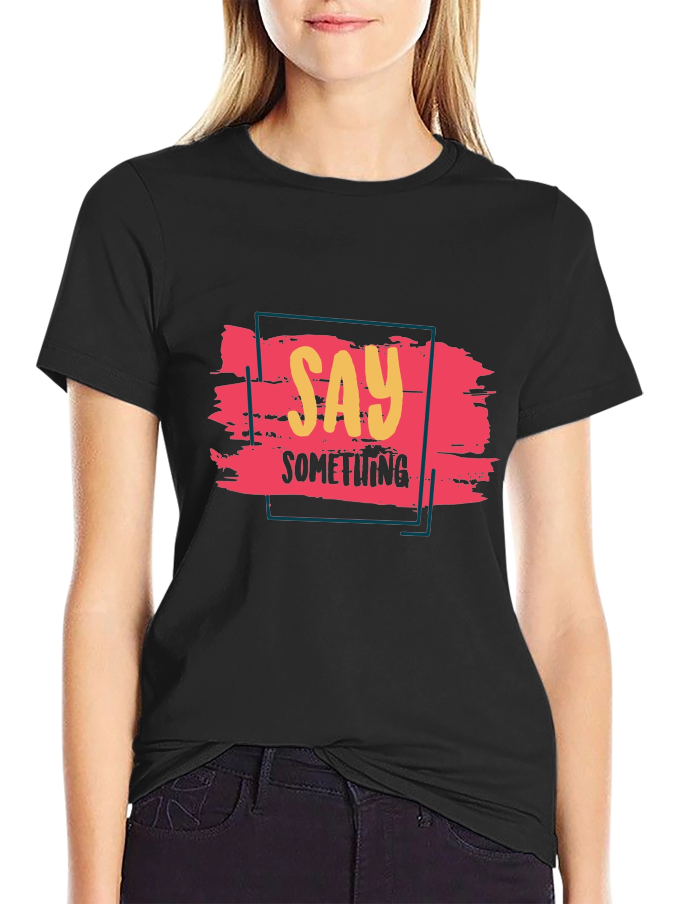 Say Something Graphic Tee - Black
