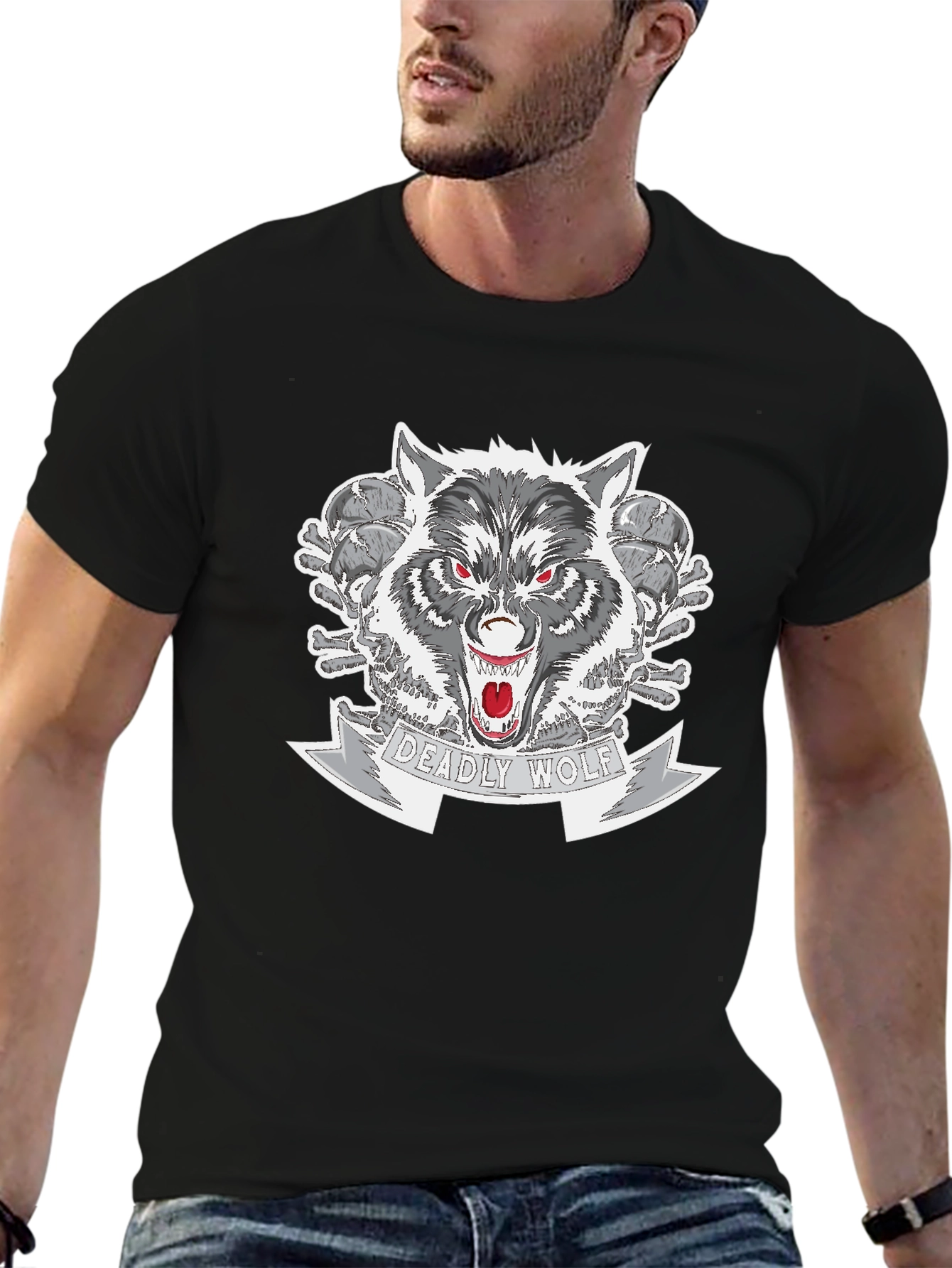 Deadly Wolf Graphic Tee - Black