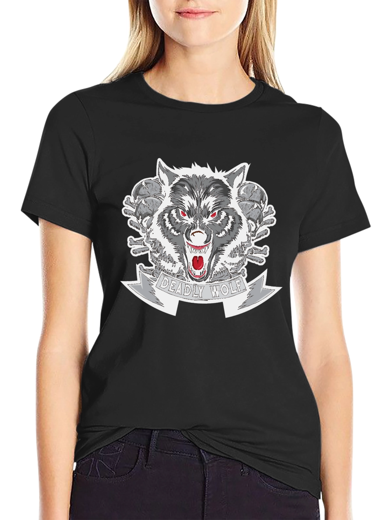 Deadly Wolf Graphic Tee - Black
