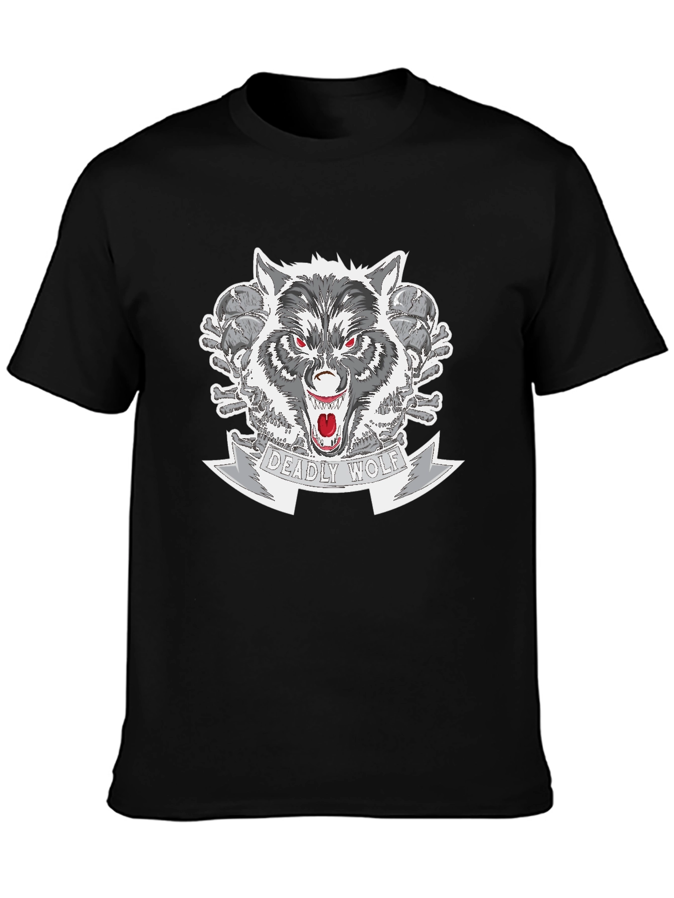 Deadly Wolf Graphic Tee - Black